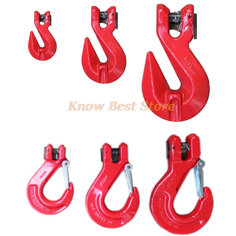 1PCS High Strength Crane Lifting 80 Level Goat-horn Shape Clasp With Lock,Australian Style Grab Hook Bearing Weight 1-5 Ton