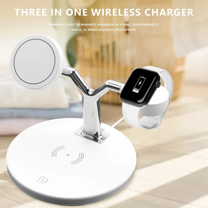 3 في 1 شاحن لاسلكي متعدد الوظائف محطة شحن لاسلكية لمدة 12 ساعة