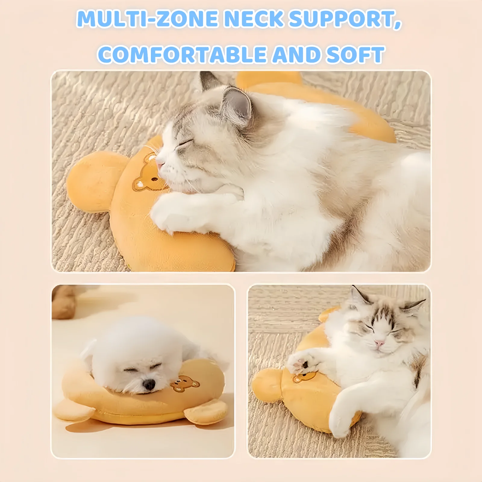 Cat Pillows for Indoor Cats Dog Calming Pillow Half Donut Neck U-shaped Pillow for Puppy and Kitten Washable Cute Pillow