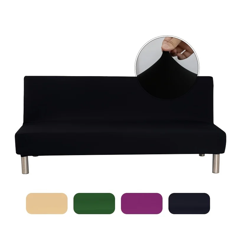 Stretch Futon Cover Armless Sofa Slipcover Foldable Sofa Bed Covers With Elastic Bottom, Machine Washable