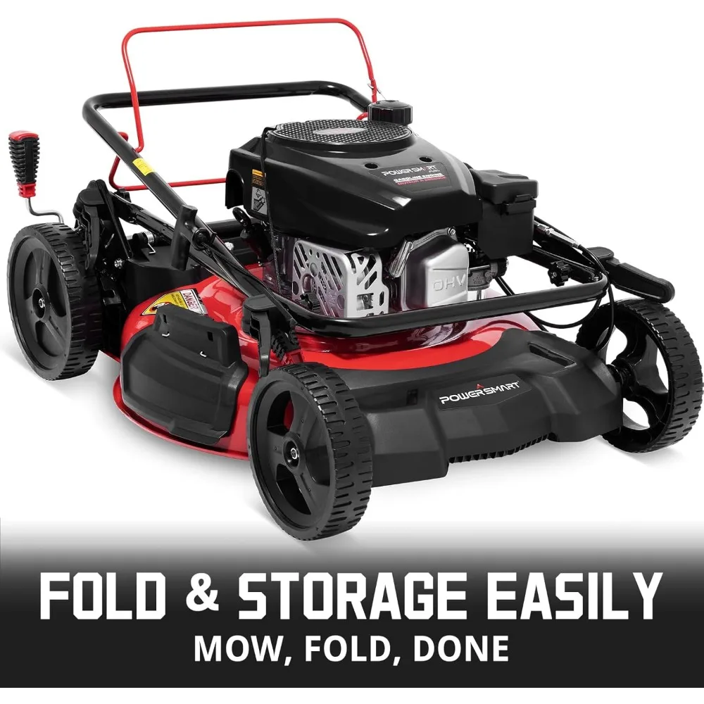 Self Propelled Gas Lawn Mower, 21-Inch 170cc OHV Engine RWD Single-Speed 3-in-1 with Bagging