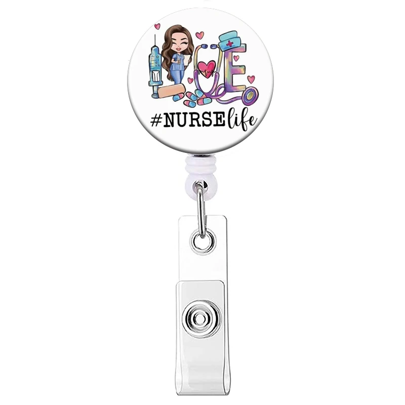 1PC Krankenhaus Krankenschwester Versenkbare Abzeichen Clip Arzt ID Karte Halter Reel für Namensschild Abzeichen Halter Bürobedarf Schnalle – Detail 20