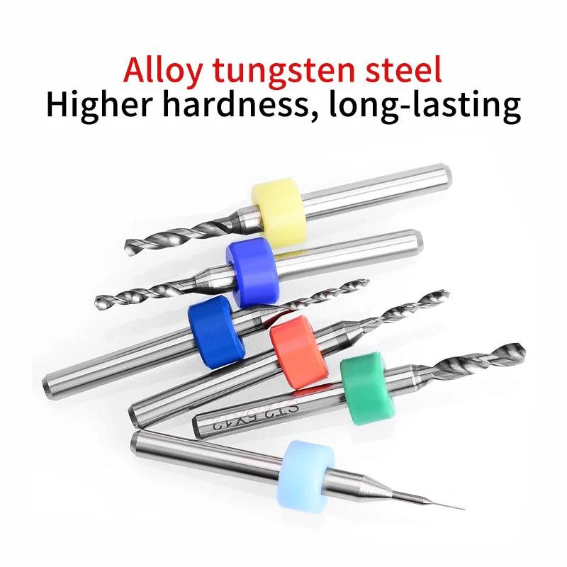 DDUF 10Pcs Tungsten Alloy Micro Drill Bits 0.1-3.0mm Range Precision Tools for PCB Circuit Board Engraving Fine Hole Processing