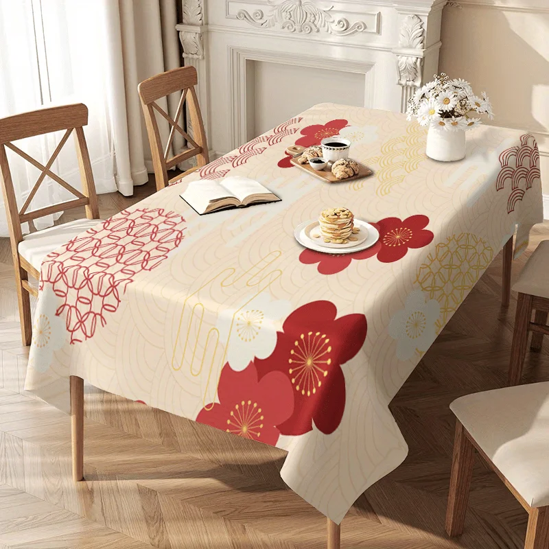 1pc Traditional Pattern Tablecloth with Wind Style, Geometric Patterns Interpret Eastern Charm - Rectangular Tablecloth.PMJ
