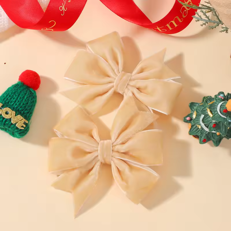 2pcs/set Handmade Velvet Bow Hair Clips for Baby Girls Vintage Christmas Red Green Bowknot Hairpins Barrette Hair Accessories - Image 11
