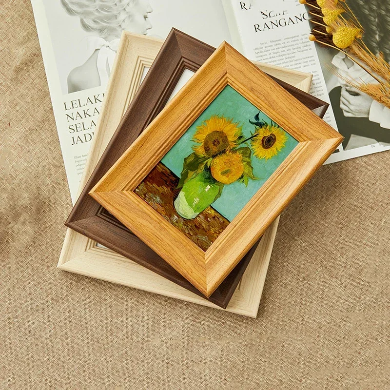 European Style Vintage Wood Grain Photo Frame Display, Creative Wall Art Frame for Home Decor, Picture Frames, 5, 6, 8 Inch, A4