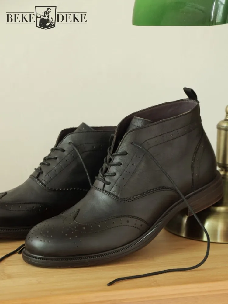 

Мужские модные удобные вентилируемые ботильоны в британском стиле, туфли на платформе со шнуровкой и круглым носком из натуральной кожи