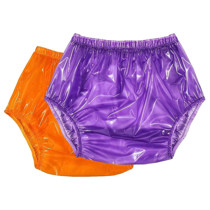 2pcs Transparent PVC Underpants Adult Diaper Cover Sexy Panties Incontinence Shorts Plastic Pants Clear Nappies abdl