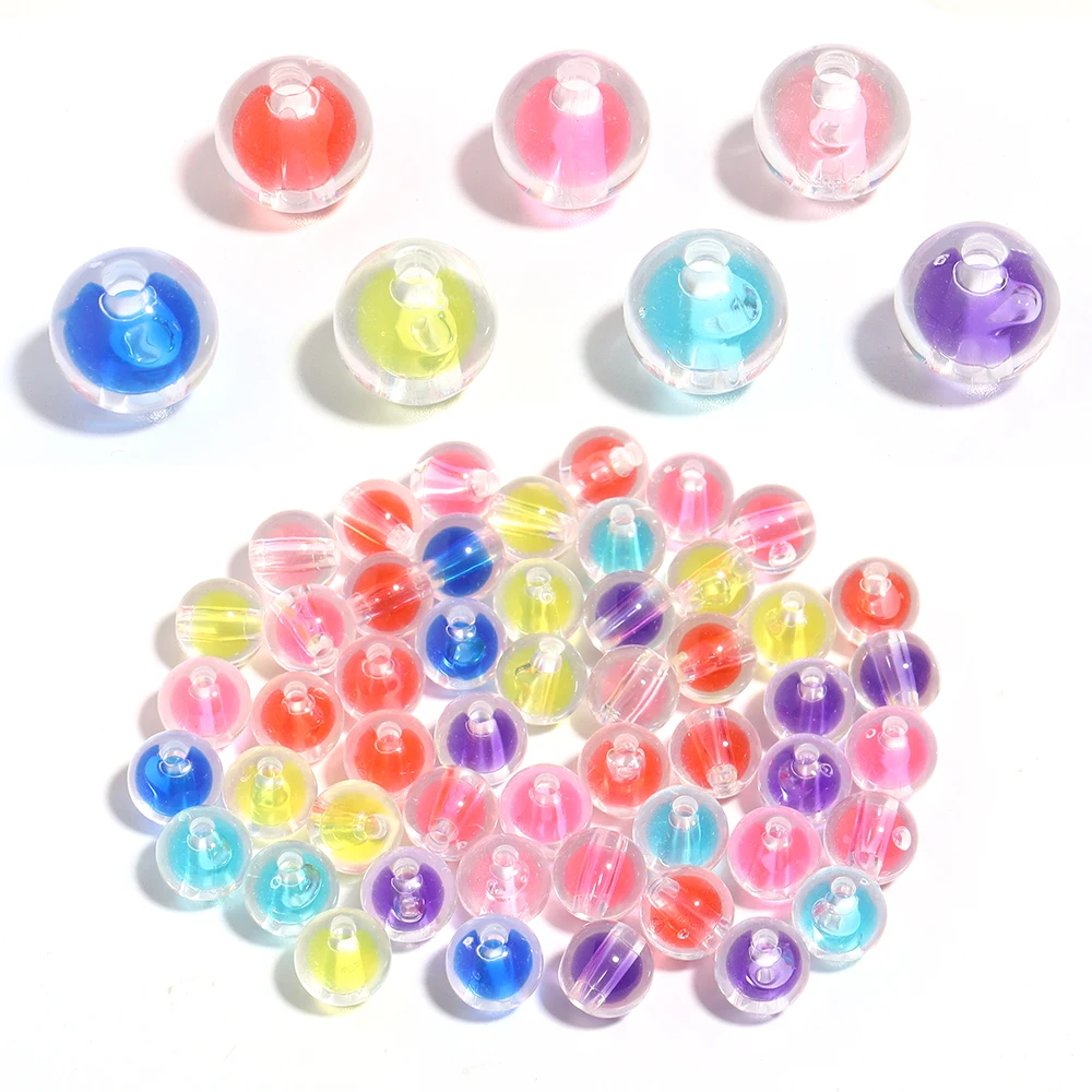 50 Stück Acryl transparente runde Perlen 12 mm mehrfarbige lose Distanzperlen für Schmuckherstellung DIY Armbänder Halskette Zubehör