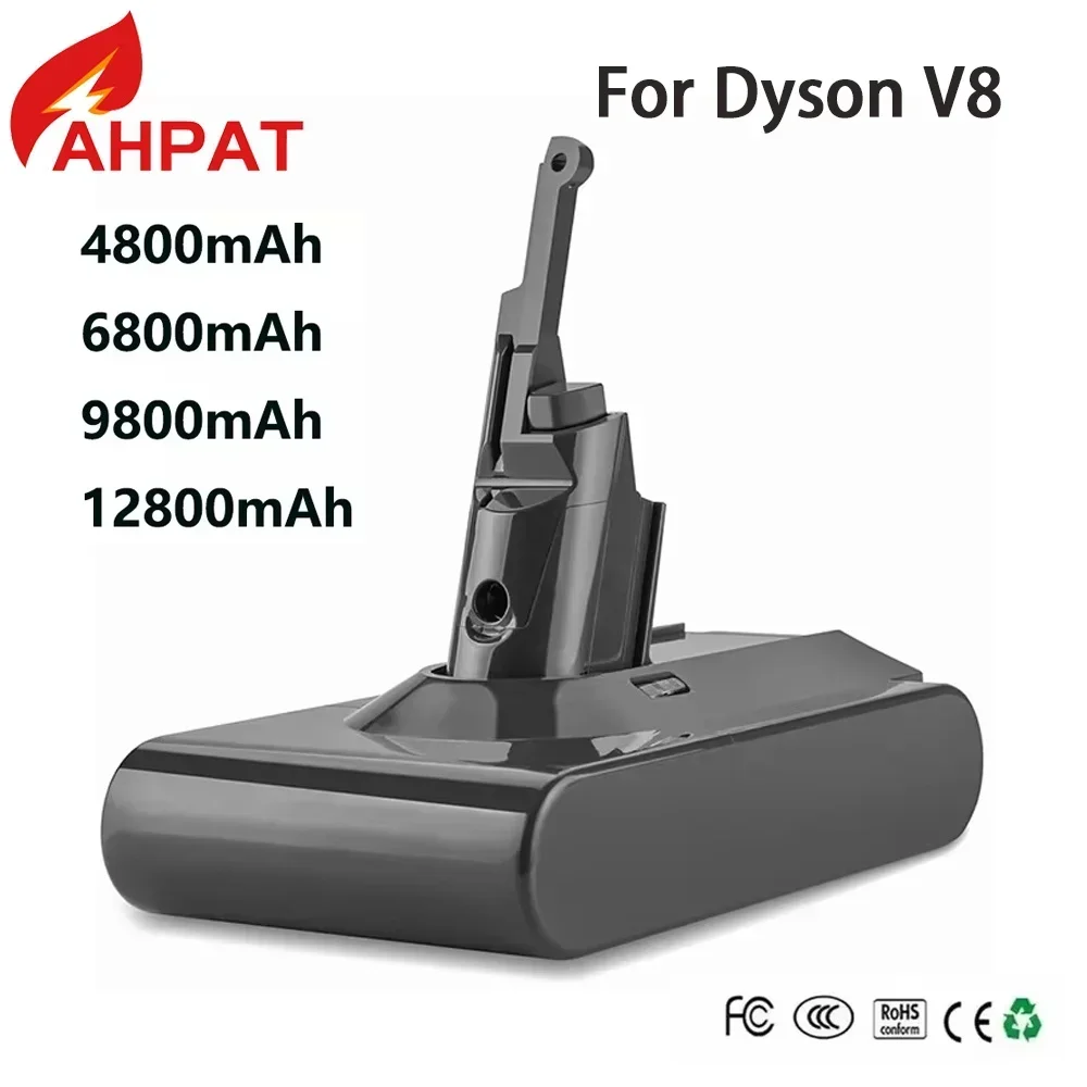 Powtree 12800mAh 21.6V For Dyson V8 Battery Absolute V8 Animal Li-ion SV10 Vacuum Cleaner series Rechargeable batteries