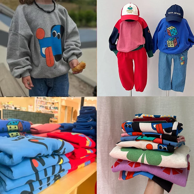 

Детские свитера bc 25aw, толстовки с милым принтом для мальчиков и девочек, детская хлопковая верхняя одежда, верхняя одежда