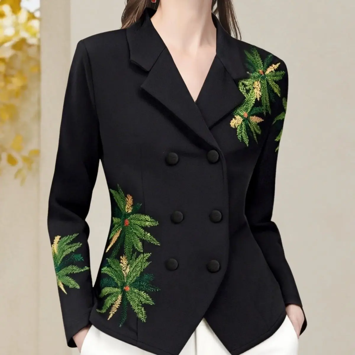 

Embroidered Flower Suit Collar Shirt Women's Professional Temperament Top Long Sleeve 2026Spring Slim Fit Fashion Commuter Shirt