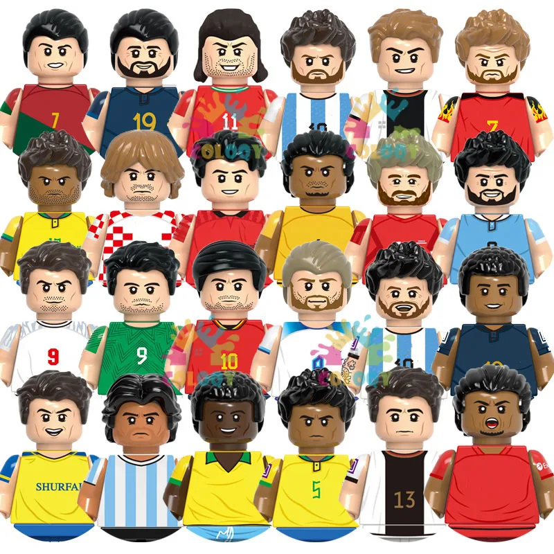 Kids Toys World Famous Football Stars Building Blocks Sport Player Mini Action Figures Toys For Boys Christmas Gifts