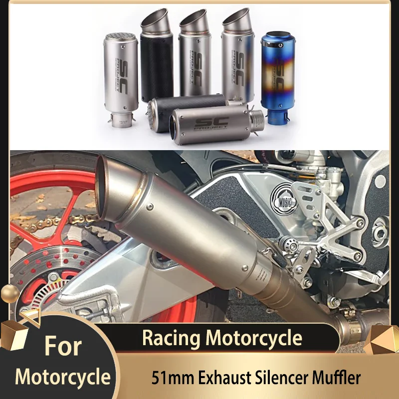 

51mm Racing Motorcycle Exhaust Silencer Muffler GP-project Universal Sport Bike Muffler Exhaust Exhaust Systems Motorcycle Parts