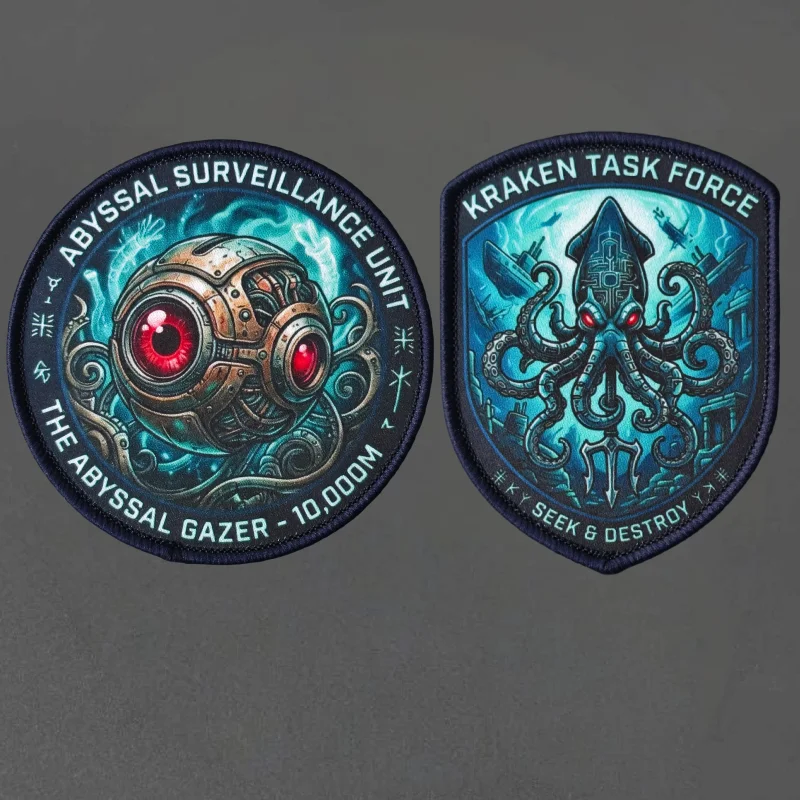 Patch imprimé Kraken Task Force Octopus, badge moral tactique auto-agrippant pour gilet, autocollants pour sac à dos, patchs pour brassard et vêtements