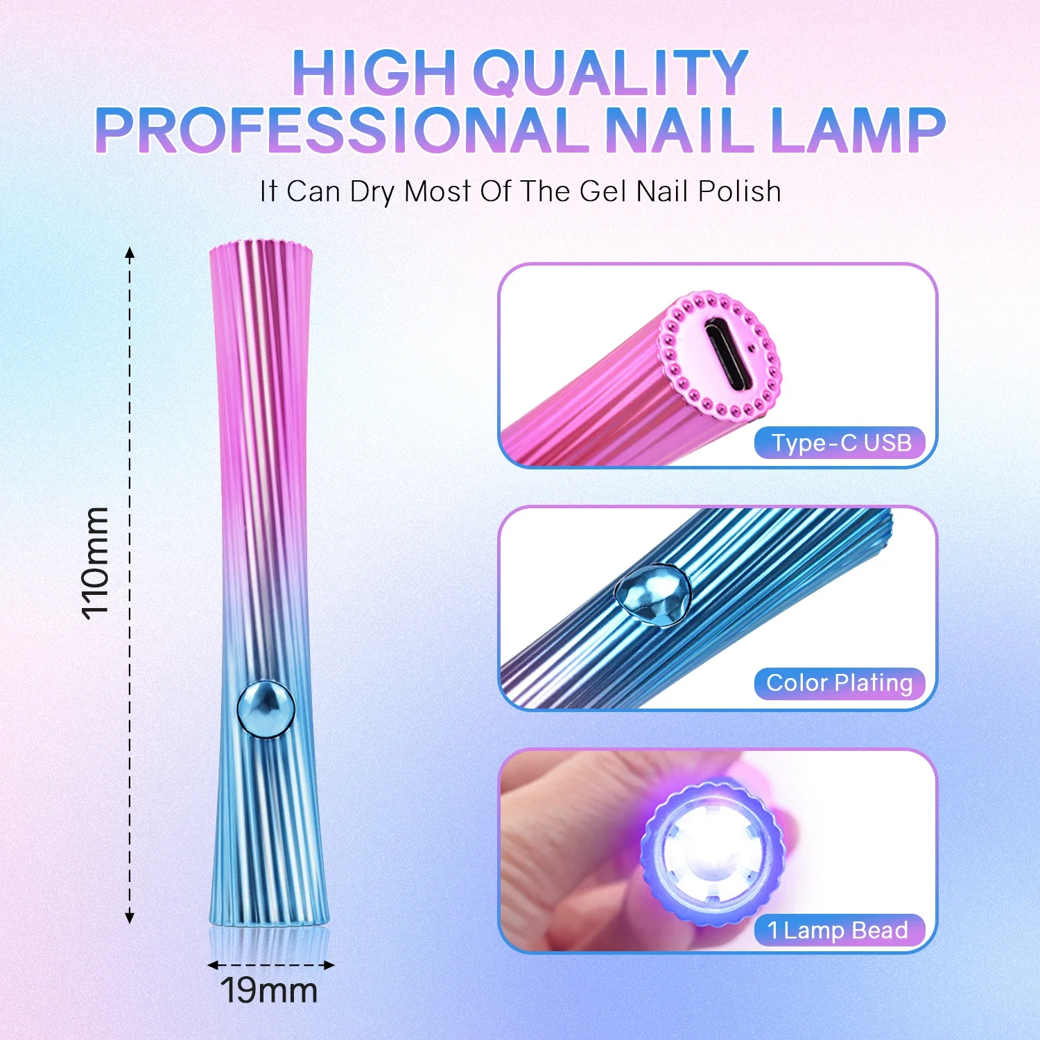 Hand Gradient Line Light UV LED Nagel licht zum Aushärten aller Gel politur, USB wiederauf ladbare schnell trocknende Nail Art Maschine