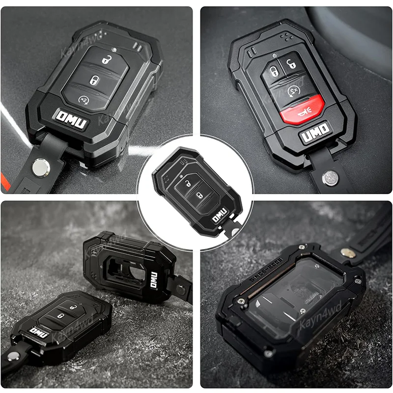 Off Road 4x4 OMU Series Accessori Custodia chiave in alluminio Fob per Jeep Wrangler JL JLU 4XE & Gladiator JT 2018-2025 Copertura chiave in metallo
