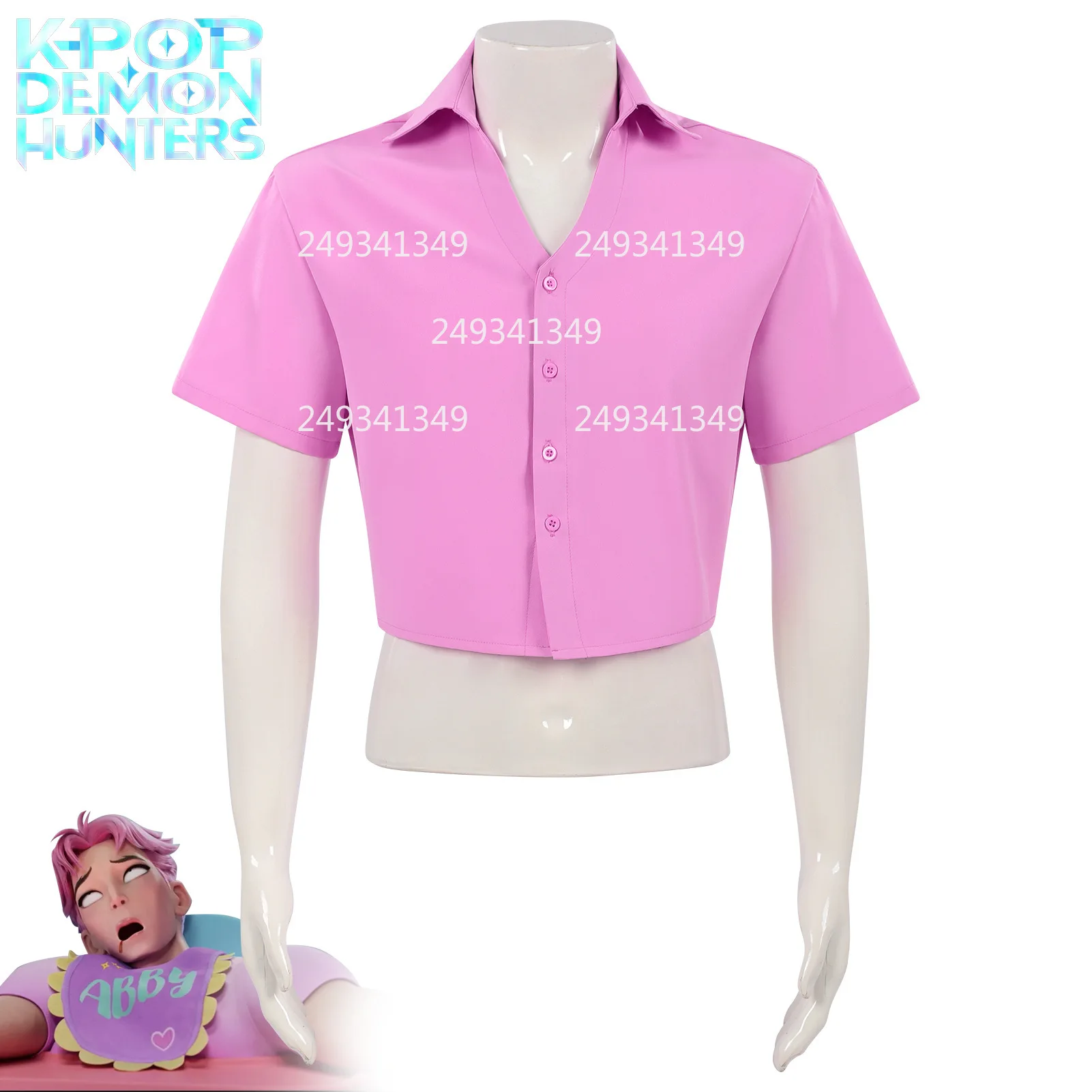 

Kpop Demon Hunters Abby Cosplay Costume Sajaboys Stage Pink Short Shirt Man Comic Con Clothes Halloween Party Performance Outfit