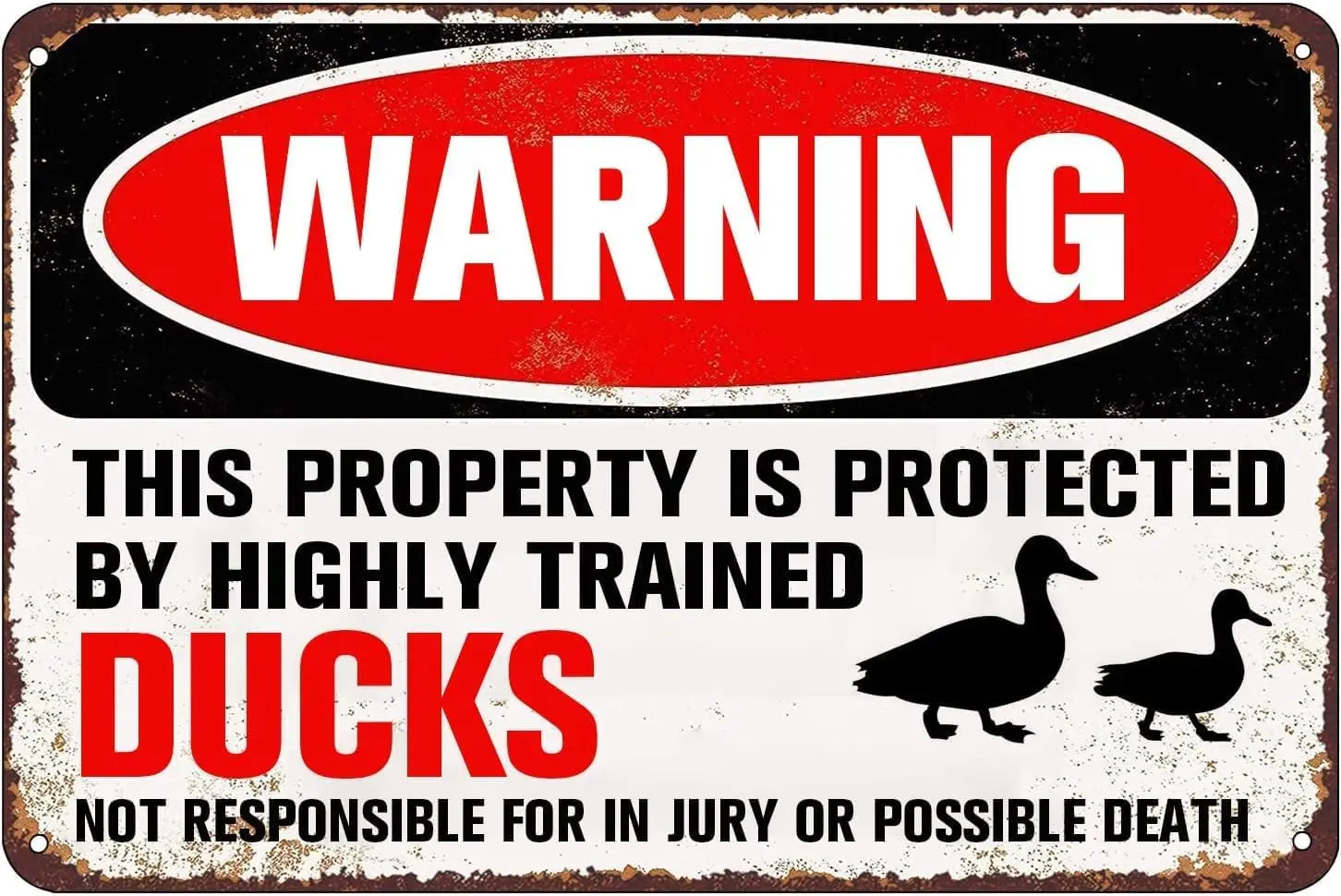 Warning Sign Warning Duck Metal Tin Sign Wall Decor Sign For Home Door Outdoor Garage Store Club Bar Home Party Coffee Rest sign