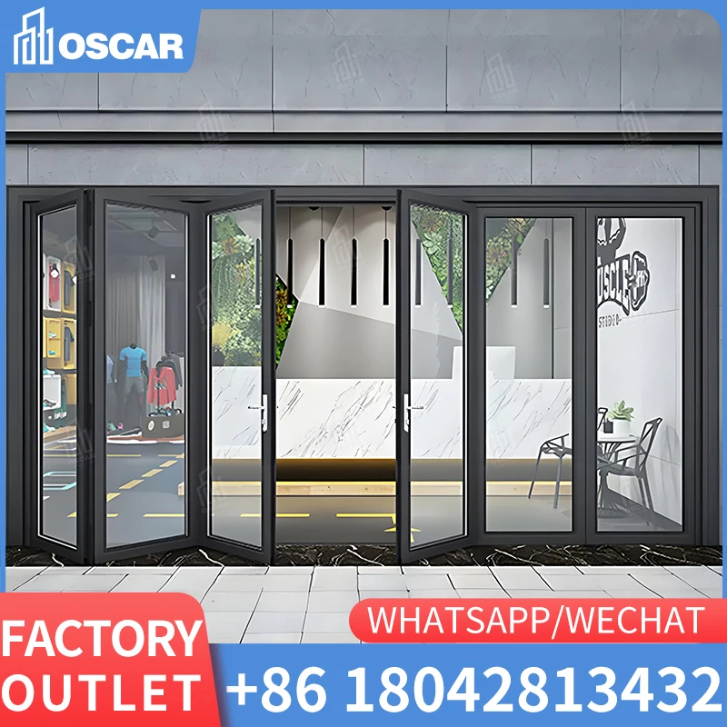 Customized Professional Folding Aluminum Doors High-Strength Quick Delivery Long-Term Warranty Modern Featuring Glass Steel