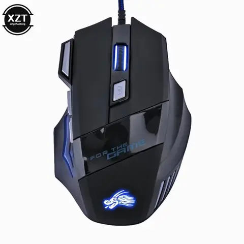 Bilashmart Wired Gaming Mouse 7-Color Backlight 5500 DPI Adjustable Black Wired Optical Computer Gaming Mice for PC Gamer Computer Desktop