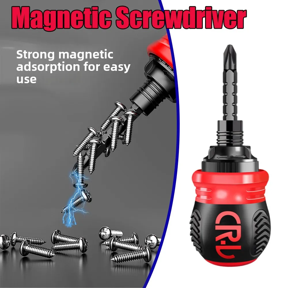 

Magnetic Ratchet Screwdriver Short Stubby Multi Bit Dual Head Compact Hand Tool Cr-V Steel Precision Screwdriver Bit Repair Tool