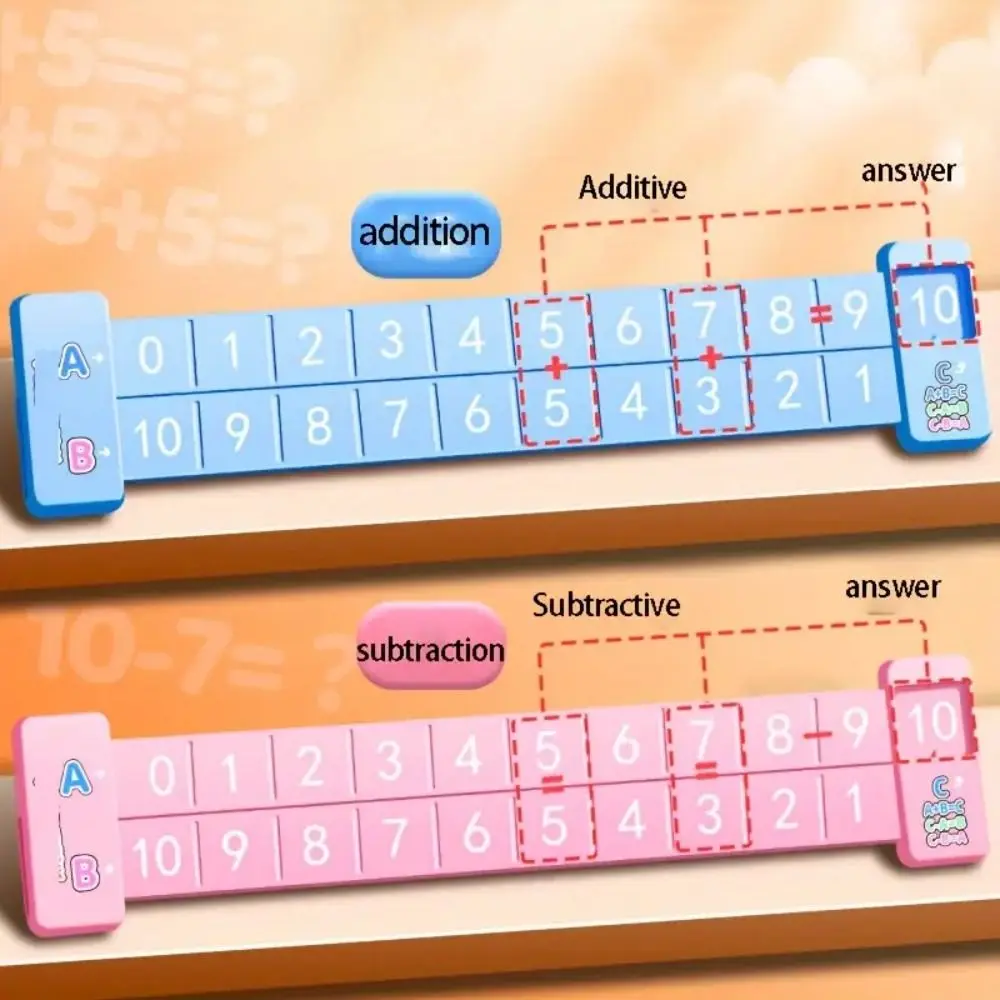 Régua de decomposição de número de educação precoce, ajuda de iluminação, aprendizagem, régua reta, papelaria de plástico, adição de régua de estudante