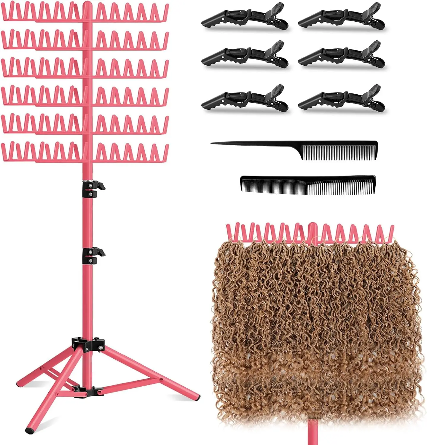 

Hair combing stand, 144 hooks. The hair combing stand is used to hold the hair.