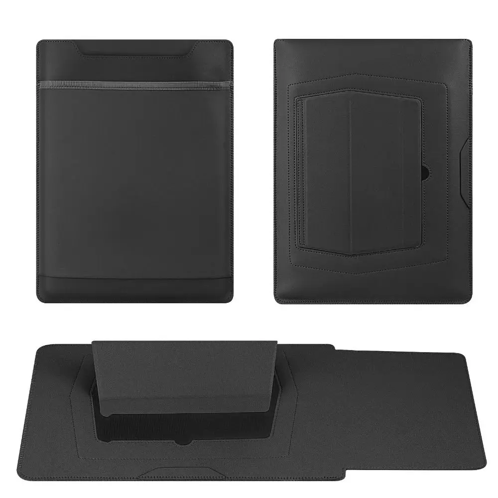 Shockproof Laptop Sleeve Holder with Stand Water Resistant Leather Pouch Anti-fall Heat Dissipation for MacBook Pro