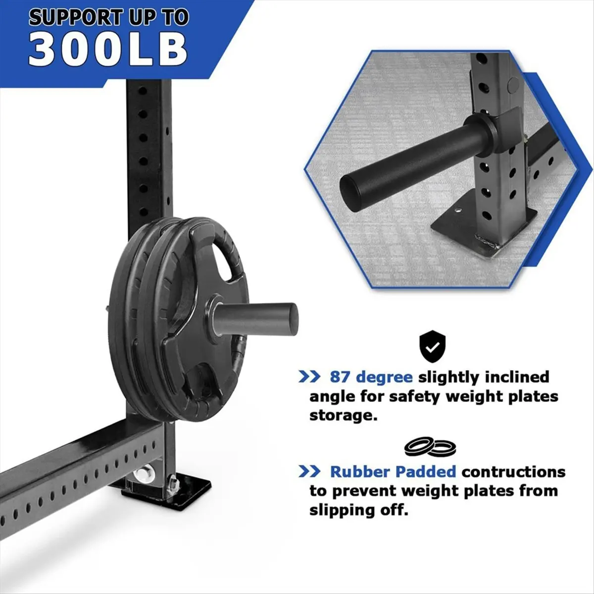 T34C Weight Plate Holder for 2x2 Inch Power Rack ,Power Rack Attachment for Weight Plates ,Weight Storage Rack for Power Rack - view 3