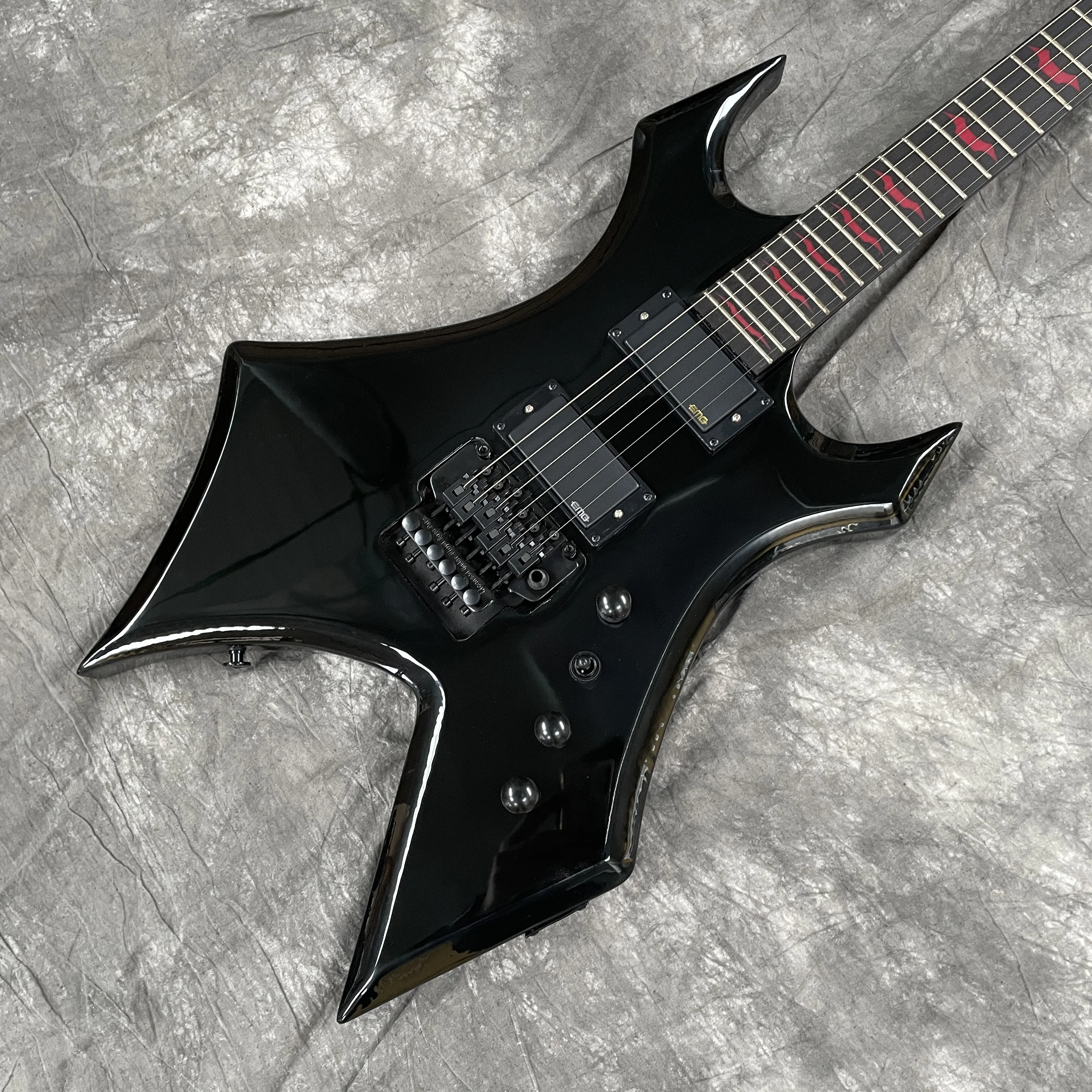 

Электрогитара Black Custom BC Warlock, 6 струн, с черной фурнитурой и красной инкрустацией, быстрая доставка