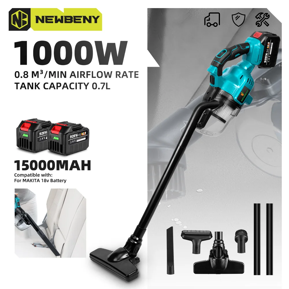 NEWBENY 1000W Cordless Electric Vacuum Cleaner Powerful Rechargeable Household Indoor Cleaning Power Tool For Makita 18V Battery