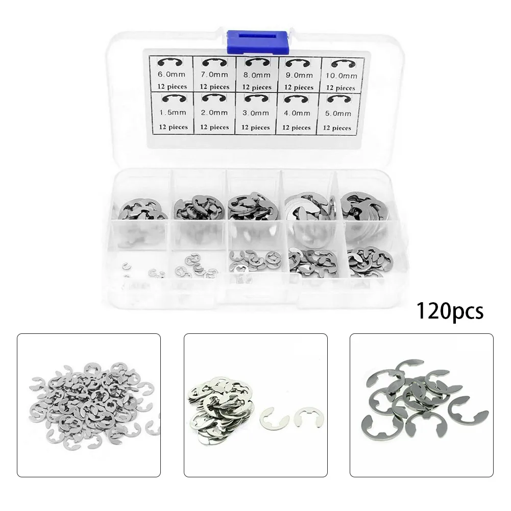 

Heavy Duty Stainless Steel E Clips C Circlip Kit 120 Assorted Sizes for Increased Tensile Strength Suitable for Drilling Holes