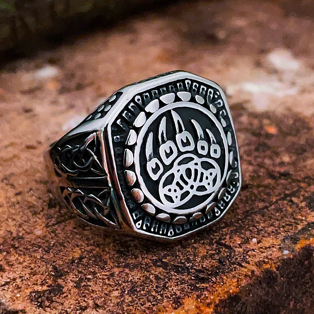 Einzigartiger Wikinger-Bärenklauen-Ring für Männer, Vintage-Stil, Edelstahl, Odin, Wikinger, keltischer Ring, Punk, Motorradfahrer, Biker-Schmuck, Großhandel – Detail 12