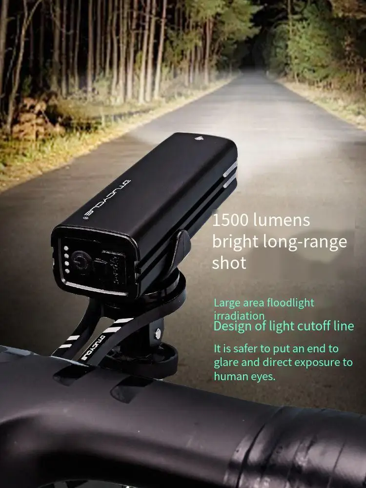 1500LM Waterproof High Lumen Bicycle Headlight - Night Riding Outdoor Mountain Bike Aluminum Alloy Front Light
