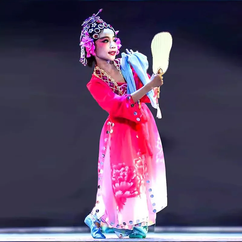 Qiao Huadan's performance costume, Bai Diexiang Fan dance costume, Li Huasong children's Peking Opera opera costume, female clas