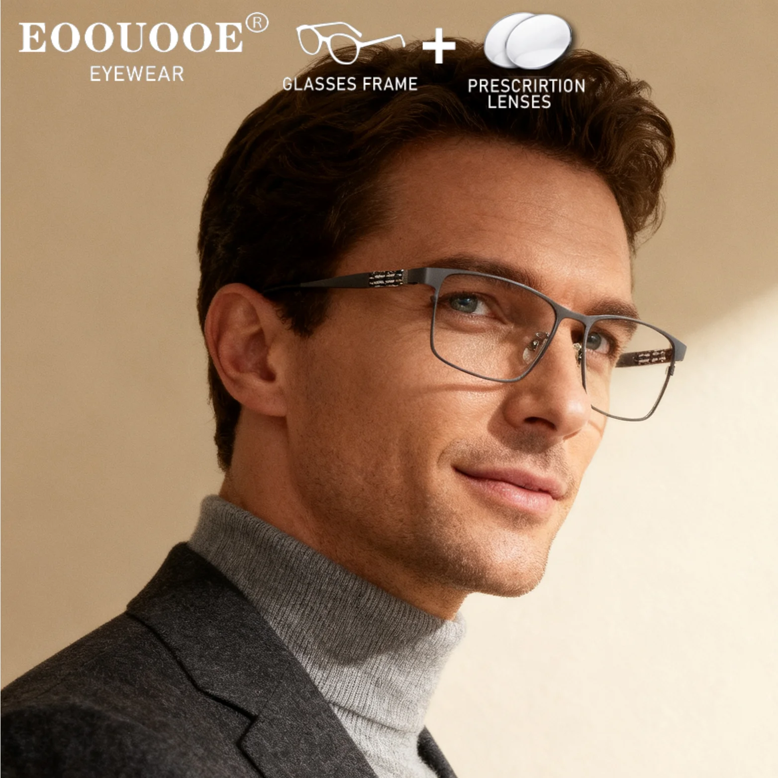 

New Men Office Optical Glasses Pure Titanium Myopia Prescription Recipe Lenses Progressive Multi-focus Myopia Reading Eyeglasses