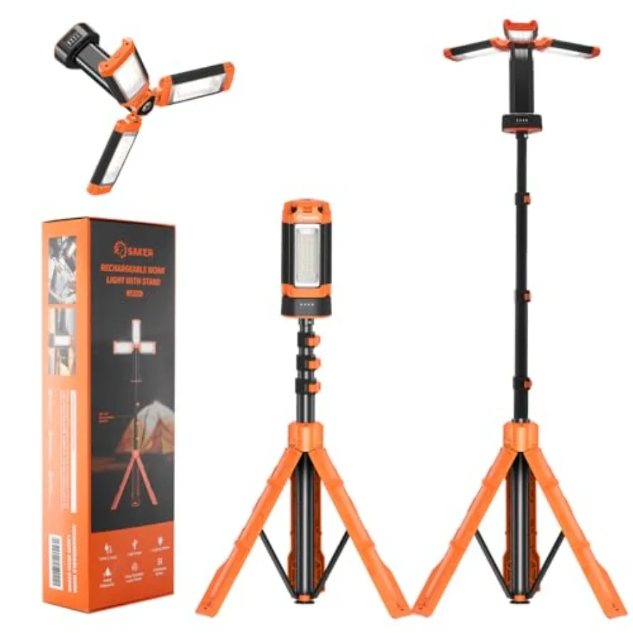 

Portable Camping Light with Stand 12000mAh 73.2 Rechargeable Work Light 3200 Lumen Camp Lanterns with Bag for Garage Outdoor Wo
