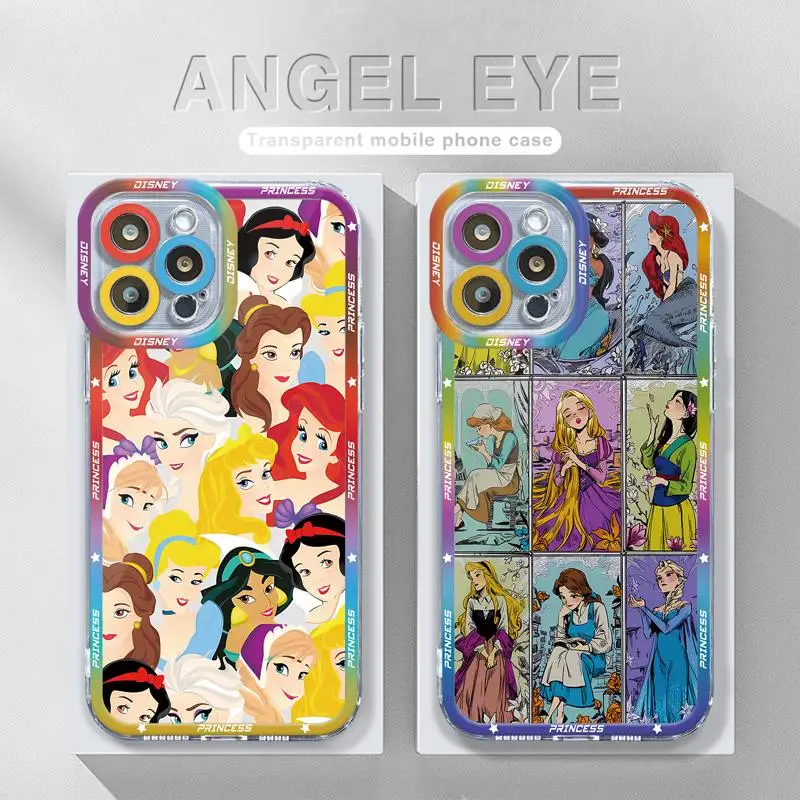 Cartoon Pretty Disney Princess Clear Phone Case For iPhone 15 14 13 12 11 Pro Max 13 12 Mini XS Max XR X 7 8 6 6S Plus Cover