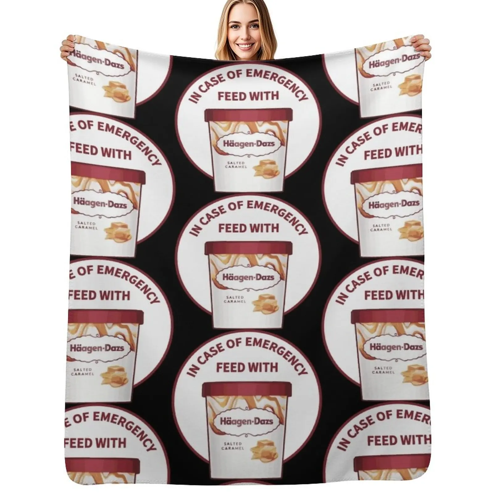 In Case Of Emergency Feed With Haagen-Dazs Throw Blanket Bed covers blankets and throws Polar Thermal wednesday Blankets