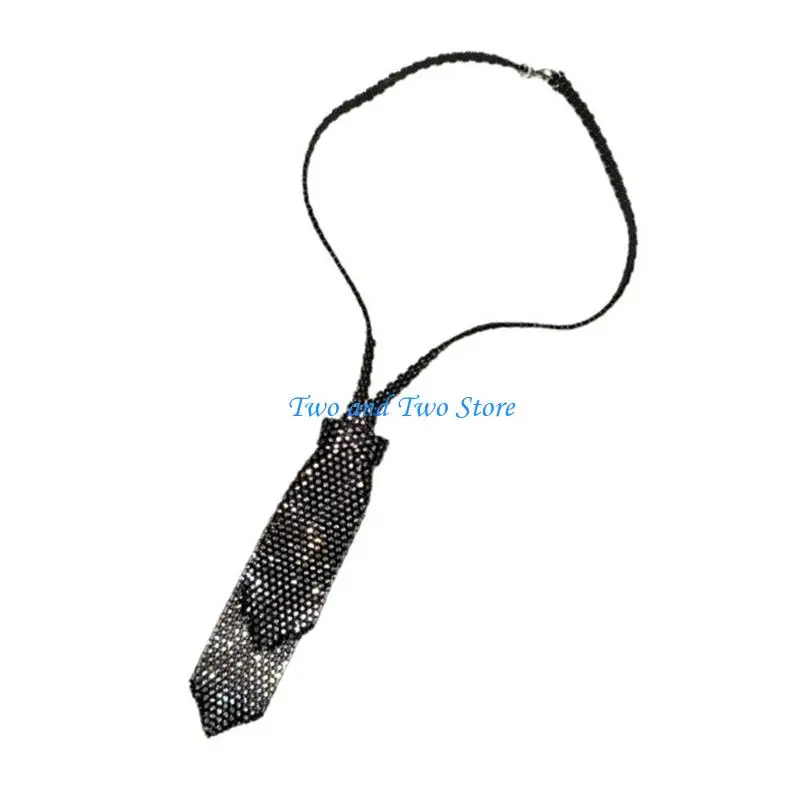 

HX6F Cool Pre-Tied Sparkly Rhinestones Necklace for Disco House Cocktails Parties