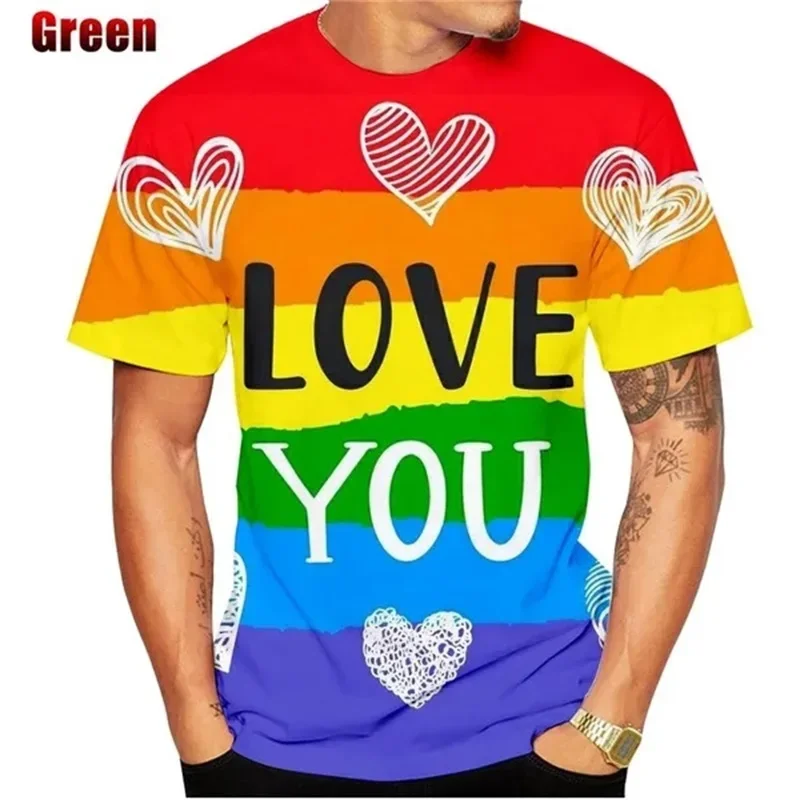 New Fashion 3D Printing Rainbow Graphic T Shirts Men Women Hip-hop Streetwear Tees Tops Casual Short Sleeve Men\'s T Shirt