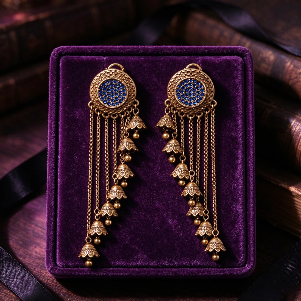 Vintage fashion Irregular flower tassel earrings for women's Party costumes accessories