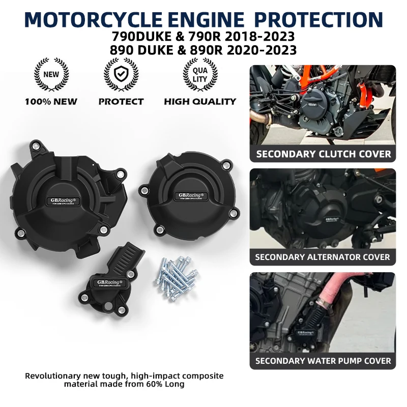 

GBRacing Alternator Cover v2 motorcycle accessory For 790 DUKE/790R 2018-2023 890 DUKE/890R 2020-2023 Secondary Engine Cover Set
