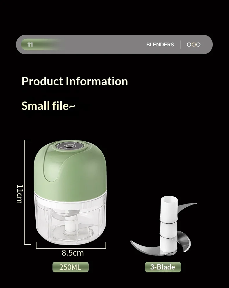 HOMEFISH Electric Mini Kitchen Garlic Paste Mixer Baby Food Meat Grinder Home Multi-functional Garlic Crusher