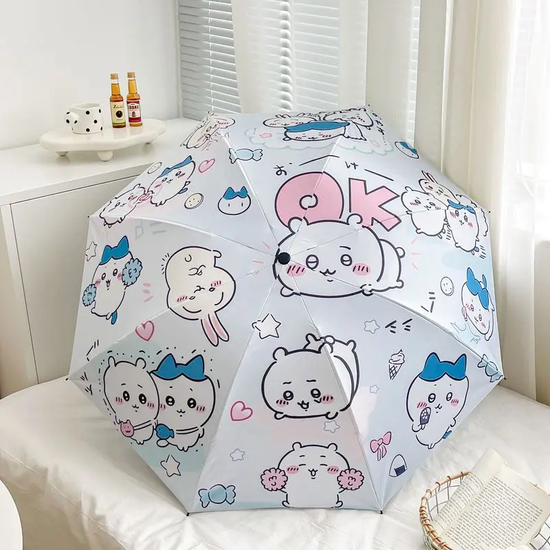 

Cartoon Chiikawa Sunshade Umbrella Hachiware Cute Yellow Printing Portable Fully Automatic Foldable Ultraviolet Proof Umbrella