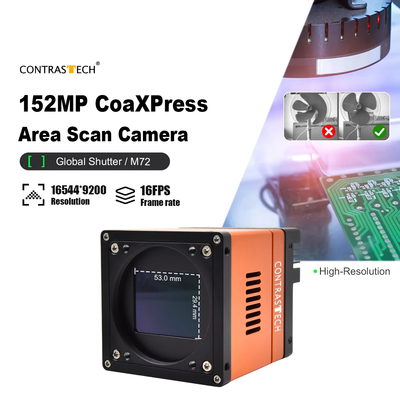 HD 152MP 16fps GMAX32152 High Resolution 150Mega 12bit CoaXPress Global Shutter Camera for Machine Vision Inspection Contrastech