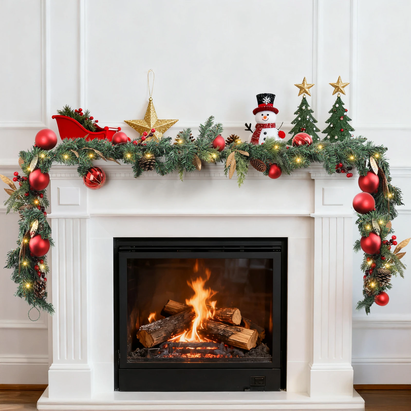 

Battery Operated 9ft LED Christmas Garland 100 Lights, Shatterproof, for Indoor/Outdoor