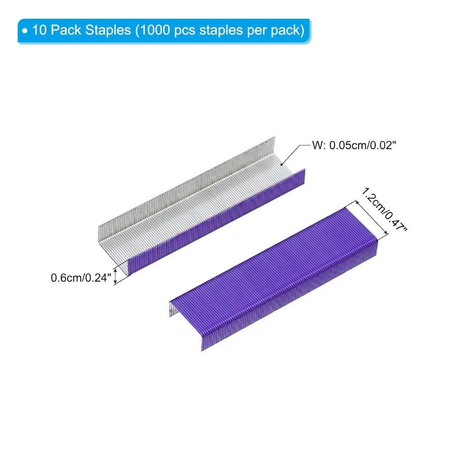 26 6 Standard Staples 10 Pack 10000pcs 1 4" Leg Length Flat Clih Chisel Point Staples JamFree for Desk Stapler Office Desktop H