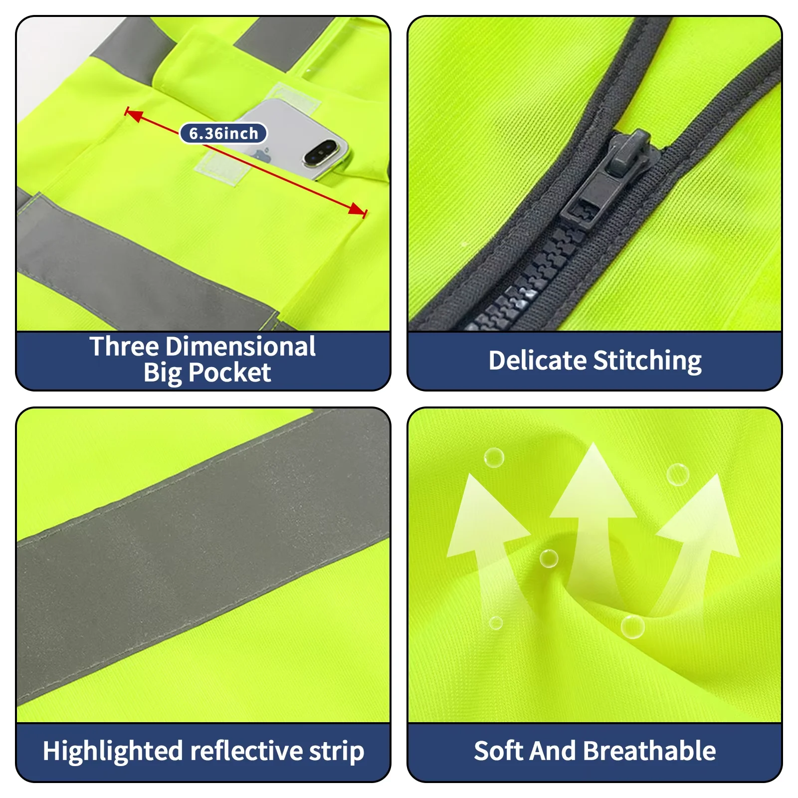 S-5XL Custom Logo Safety Vest Reflective Vest Highly Visible Warning Traffic Construction Clothing